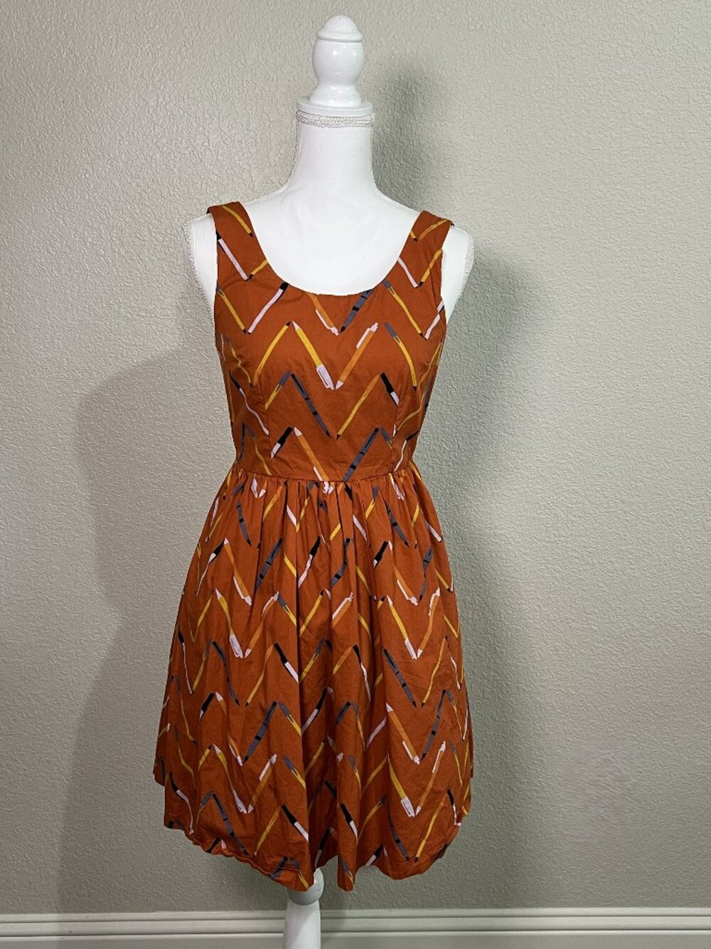 Modcloth Size Sm Optimistic Effect Dress Pen Pencil School Teacher Novelty Print